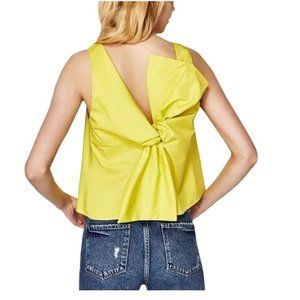 Zara Crop Top Bow Back Sleeveless Neon Yellow